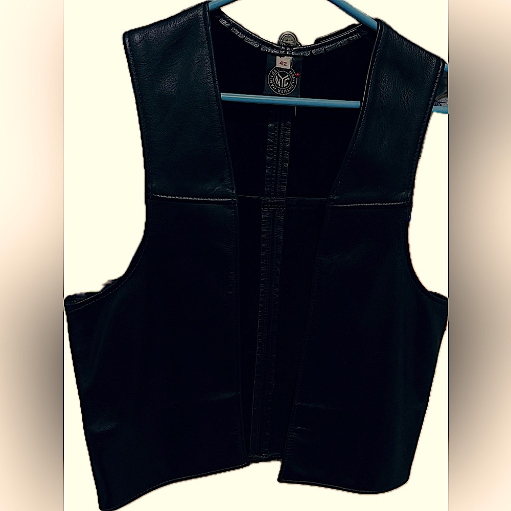 Leather man NYC vintage black vest size 42 Large